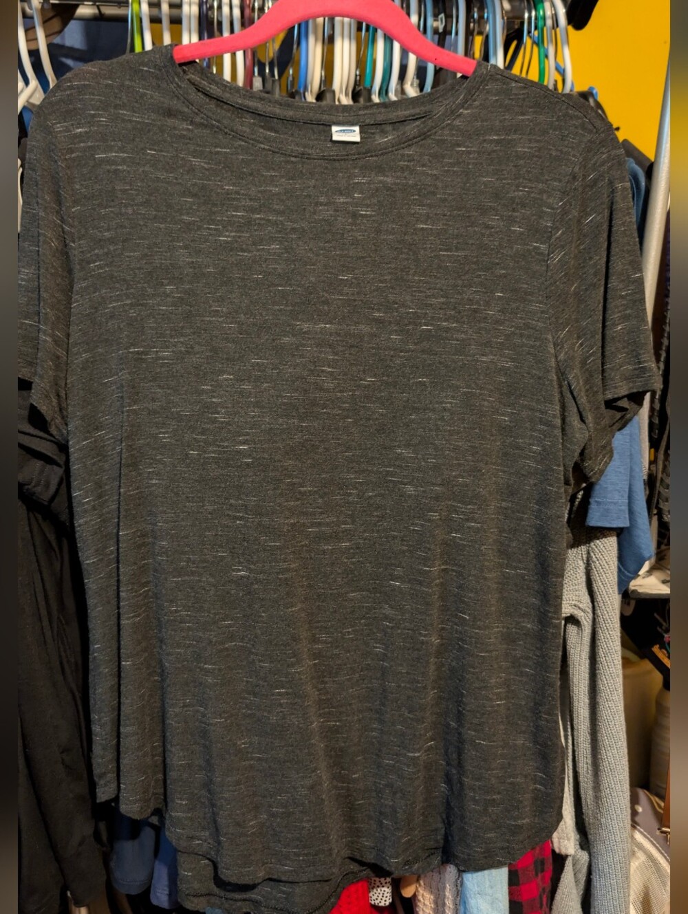 Old Navy Luxe Heathered Charcoal Crew Tee